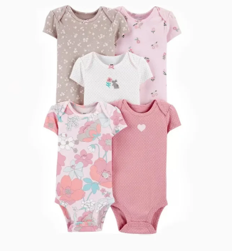 Carter's Baby Girl 5-pack Animal Print Original Bodysuits, Newborn +
