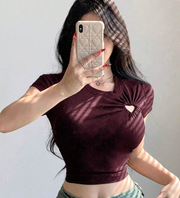 Shein Summer Sexy Slim Fit Crop Top With Hollow Out Design, M>