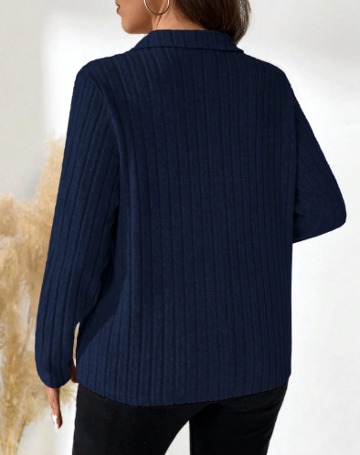 Shein Plus Size Solid Color Rib Knit Casual Versatile Long Sleeve T-Shirt, 4XL -.