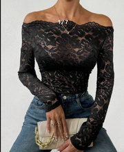 Shein Off Shoulder Lace Top, XL >