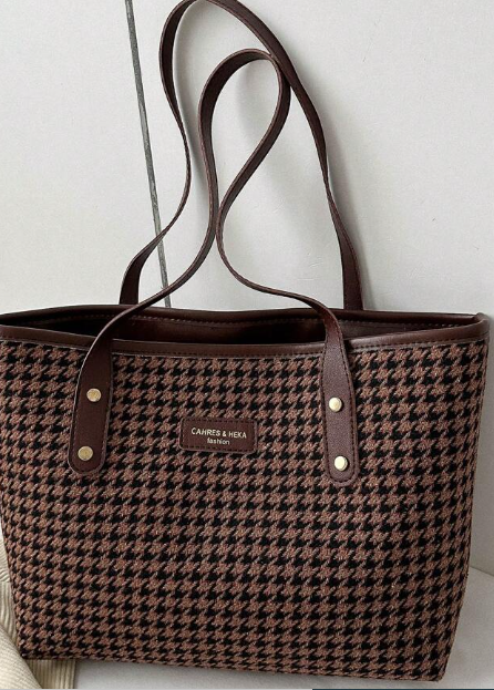 Shein Tartan Large Capacity Laptop Tote Bag +