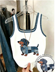 Shein Regular Fitted Women's Tank Top With Dog Print >