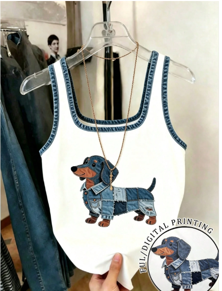 Shein Regular Fitted Women's Tank Top With Dog Print >