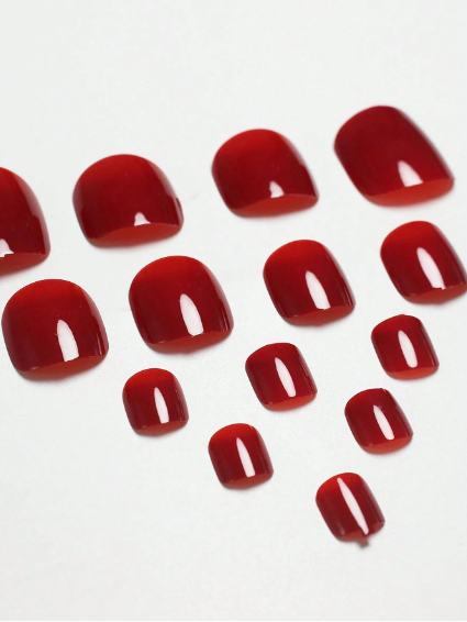 Shein 24 PCS - Red Toenails Fake Toe Nails +