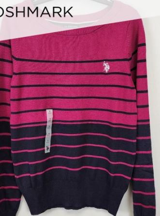 U.S. Polo Striped Boat Neck Sweater, M */