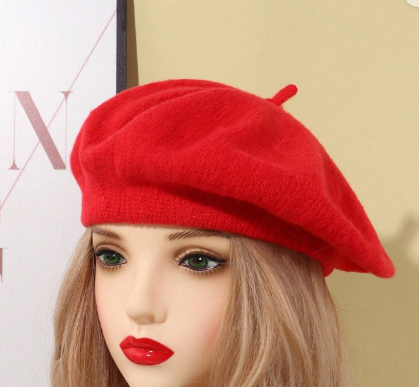 Shein Women's Fall Winter Knit Warm French Beret Hat -.
