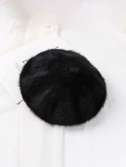 Shein 1pc Classic Stylish Faux Rabbit Fur Beret Hat /