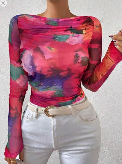 Shein SXY Tie Dye Boat Neck Top /