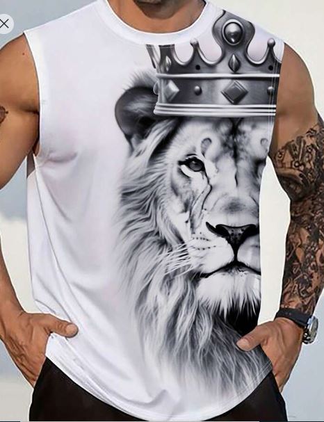 Shein LEGND Men's Lion Printed Tank Top, XXL /