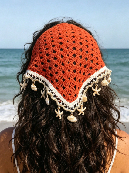 Shein Crochet Cherry Triangle Hair Scarf >