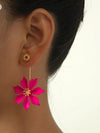 Shein 1pair Flower Design Long Pendant Earrings */