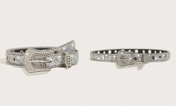 Shein 1pc Women's Rhinestone & Perforated Glitter Y2k Style Waist Belt +