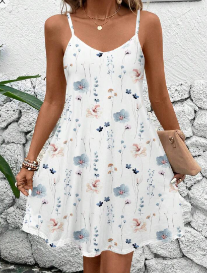 Shein Casual Floral Pattern Women's Sleeveless Knit Mini Dress, XL +