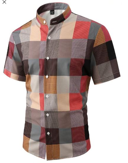 Shein Men's Loose Fit Plaid Short Sleeve Button Down Casual Shirt, XXL /