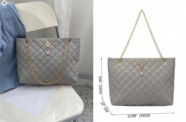 Shein New Rhombus Pattern Large Capacity Tote Bag +