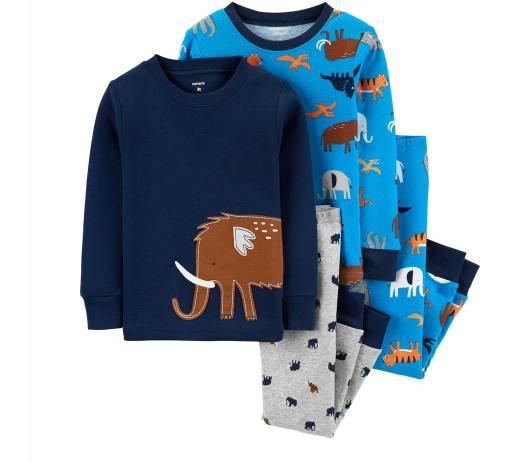 Carter’s – 4-Piece Animals Snug Fit Cotton PJs, 3T +