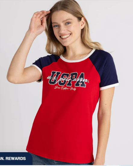 U.S. Polo Flockes Script Raglan Ringer T-Shirt +