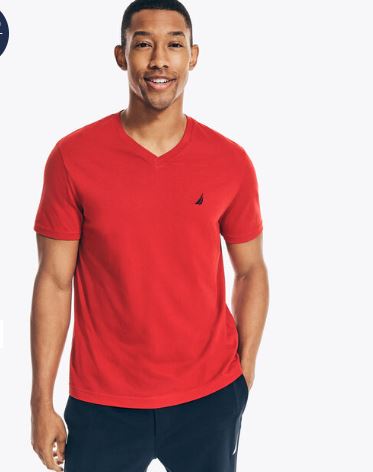 Nautica Solid V-Neck T-Shirt, XXL */