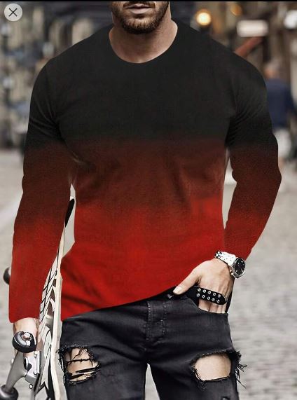 Shein Men's Gradient Long Sleeve T-shirt, M -.