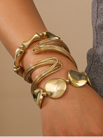 Shein 3pcs Fashionable Asymmetrical Shaped Bracelet & Bangle Set>