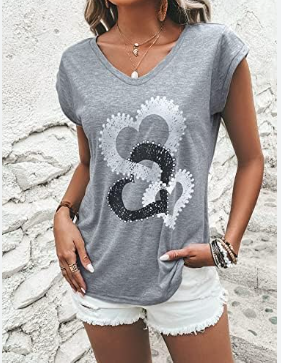 Shein Luneh Heart Print Tee, XL +
