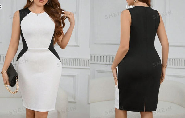Shein Plus Size Women's Elegant Splicing Dress, 3XL */