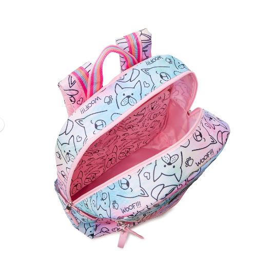 Wonder Nation Girls 17" Laptop Backpack Dog's Life Rosy Petal Tie Dye +