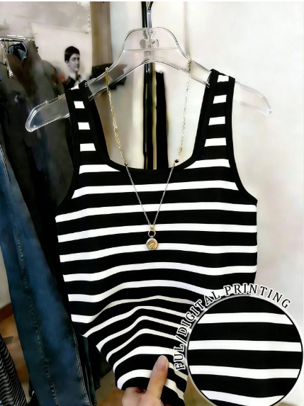 Shein Women's Casual Striped Square Neck Fitted Tank Top >