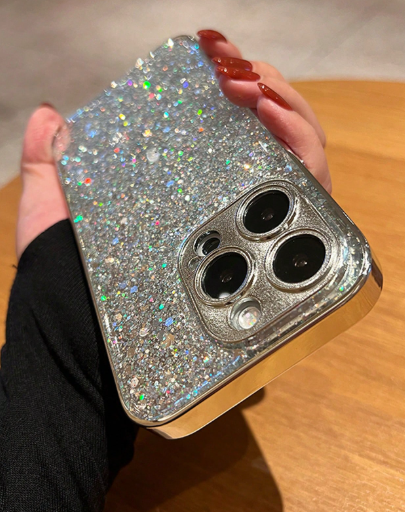 Luxury Shiny Sequin Silver Phone Case Compatible With Iphone>