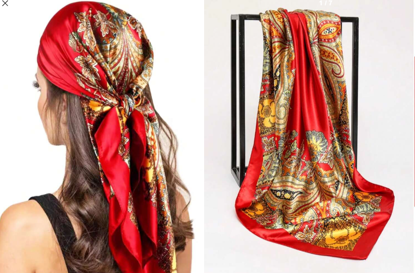 Shein 1pc Fashionable Printed Square Scarf 90cm,Versatile Scarf +