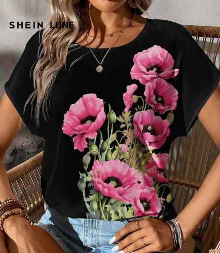 Shein Casual Minimalist Style Women Round Neck Blouse, L +