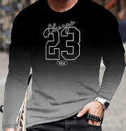 Shein Numeric Graphic Print Crew Neck Long Sleeve T-Shirt>