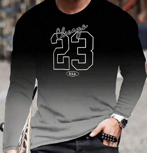 Shein Numeric Graphic Print Crew Neck Long Sleeve T-Shirt>