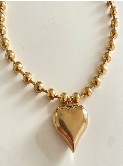 Shein 1pc 8mm Stainless Steel Bead Chain Necklace +