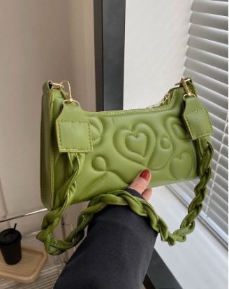 Shein Quilted Baguette Bag Small Olive Green */