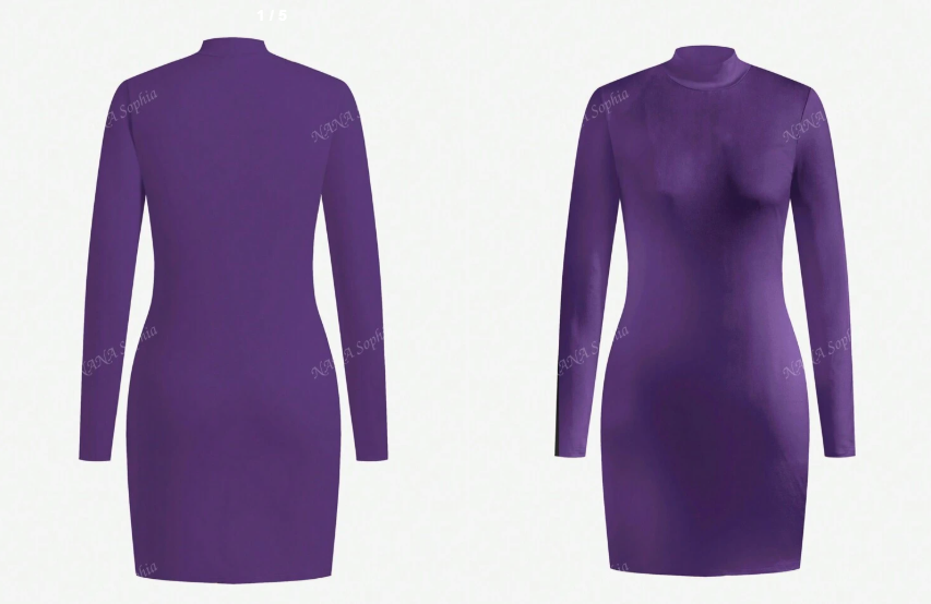 Shein Women Casual Solid Color Minimalist Long Sleeve High Neck Bodycon Midi Dress, M +