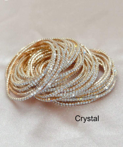 Shein 12pcs Set Fashionable White Crystal Elastic Bracelets +