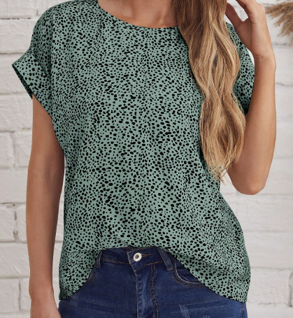 Shein Allover Print Batwing Sleeve Top, M +