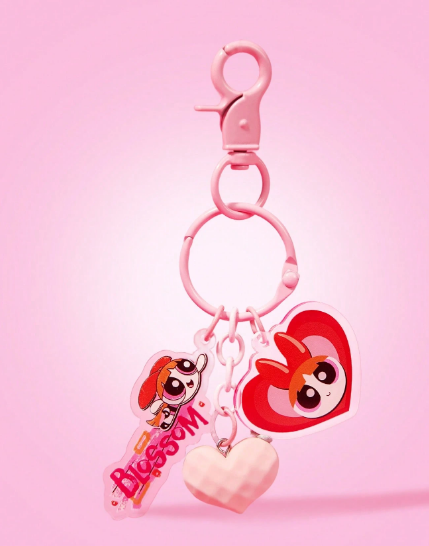 Shein The Powerpuff Girls Cute Acrylic Blossom Pattern Keychain -.