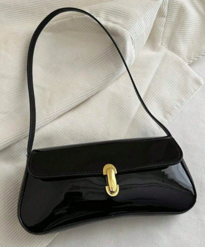 Shein Retro Faux Leather Flap Decor Underarm Shoulder Bag -.