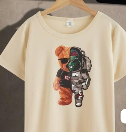 Shein Men's Bear Print Tee, M >