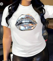 Shein Round Neck Women Short Sleeve T-Shirt -.