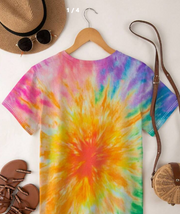 Shein Tie-Dye Casual Round Neck Short Sleeve T-Shirt, XL +