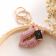 Shein 1pc Creative Fashion Rhinestone Embellished Lip Shaped Keychain