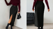 Shein Women Corduroy High Slit Casual Skirt, XL  -.