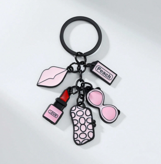 Shein Alloy Lipstick Shaped Keychain -.