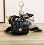 Shein Elegant Casual PU Leather 1pc Bag Charm With Scarf And Tassel, Keychain -.