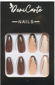 Shein False Nails 'Gold & Chocolate Designs 24 Pcs +