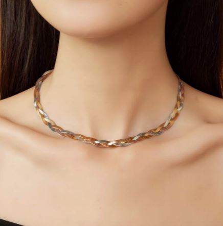 Shein Dainty Snake Herringbone Choker Necklace /