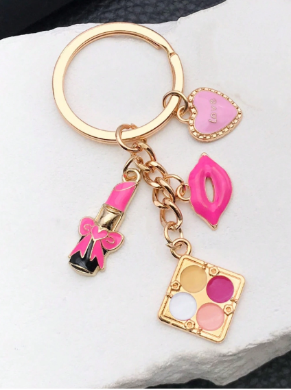 Shein Lipstick Bag Charm Keychain -.
